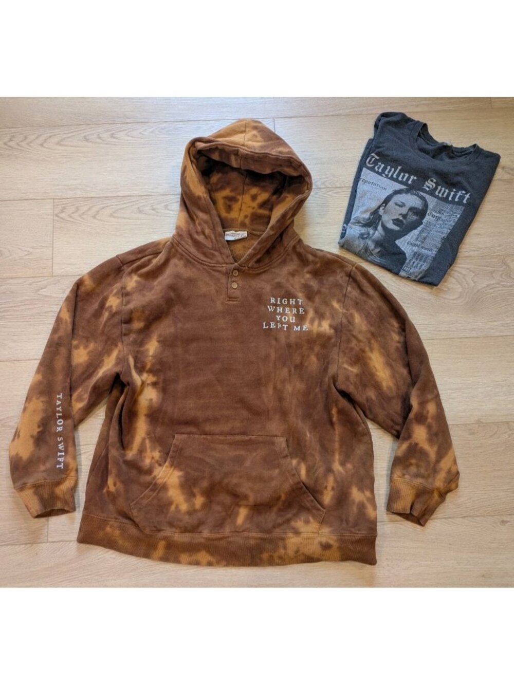 Taylor Swift Evermore Right Where You Left Me Hoodie L & Reputation Tour Shirt M